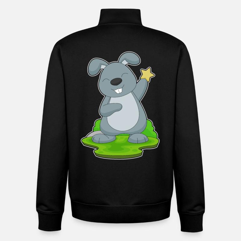 Rabbit Star - Unisex Organic Zip Sweatshirt by Stanley/Stella - black