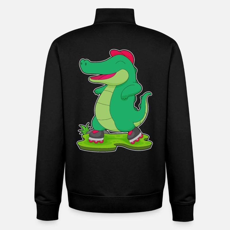 Krokodil Inline skating Rollschuhe - Unisex Organic Zip Sweatshirt von Stanley/Stella - Schwarz