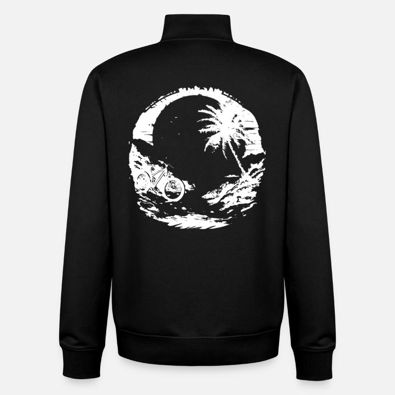 Mountain Biking Drawing - Unisex Organic Zip Sweatshirt by Stanley/Stella - black