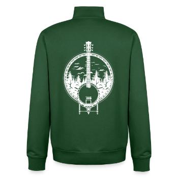 Dessin de banjo - Sweat zippé unisexe en coton bio Stanley/Stella - vert bouteille - Dos - AI Model Male 185 dark (185cm)