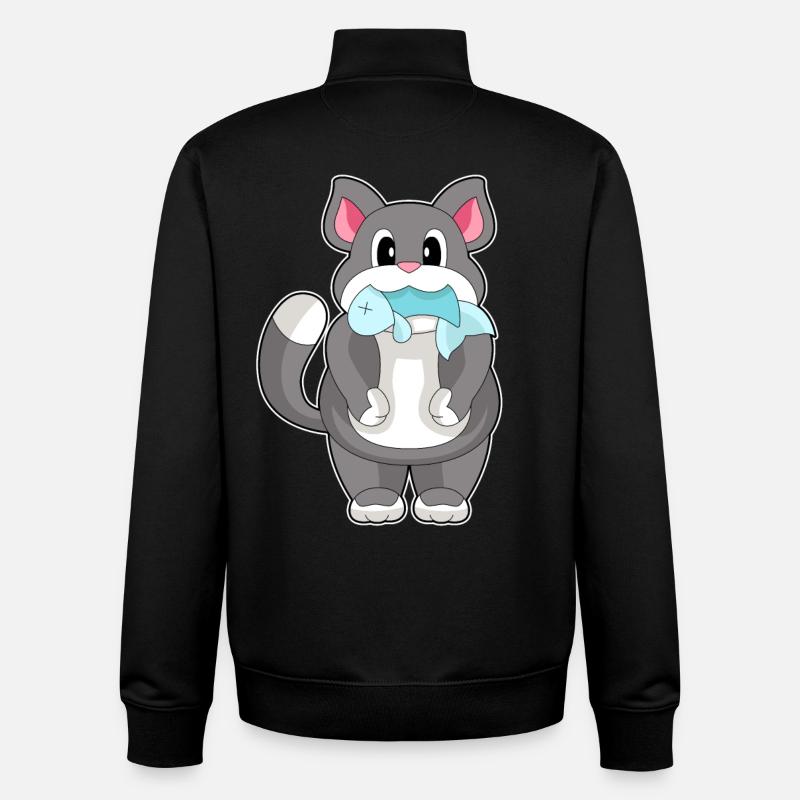 Poisson-chat - Sweat zippé unisexe en coton bio Stanley/Stella - noir