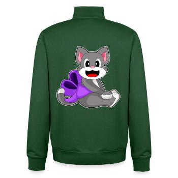 Cat Bow - Unisex Organic Zip Sweatshirt by Stanley/Stella - bottle green - Back - AI Model Male 185 dark (185cm)