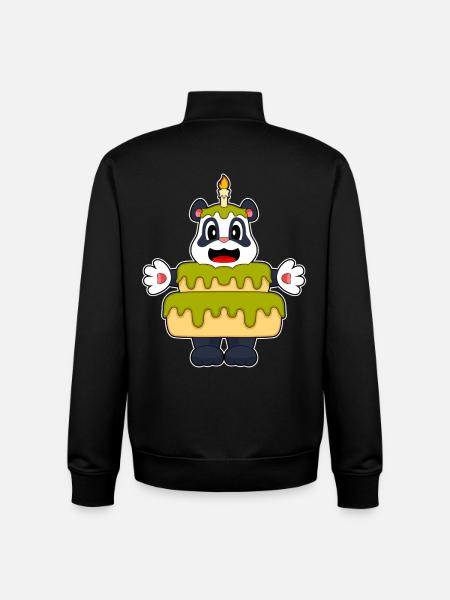 Gâteau d’anniversaire de panda - Sweat zippé unisexe en coton bio Stanley/Stella - noir