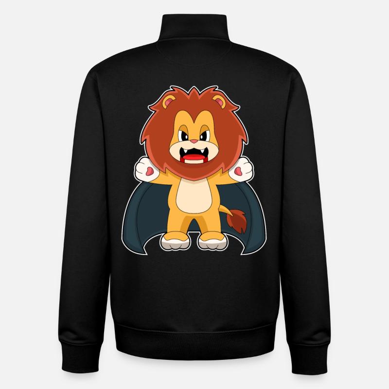 Lion Halloween Vampire - Sweat zippé unisexe en coton bio Stanley/Stella - noir
