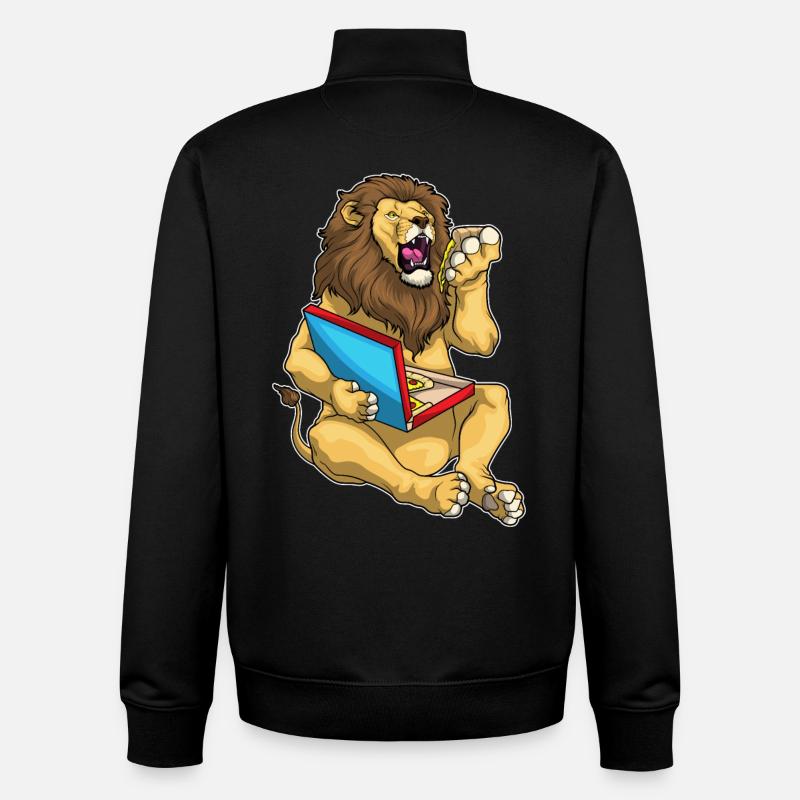 Löwe Pizza - Unisex Organic Zip Sweatshirt von Stanley/Stella - Schwarz