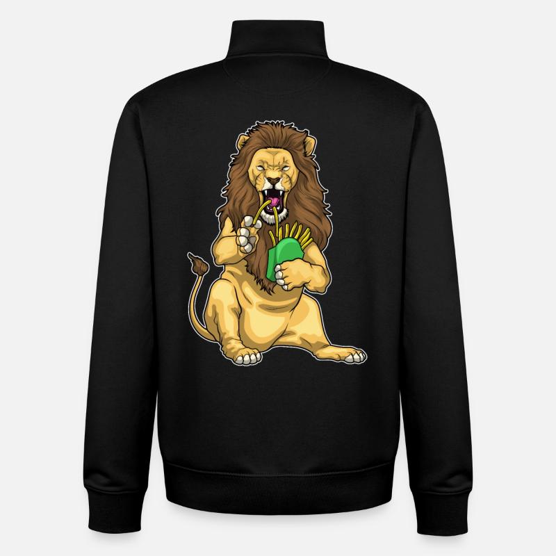 Frites Lion - Sweat zippé unisexe en coton bio Stanley/Stella - noir