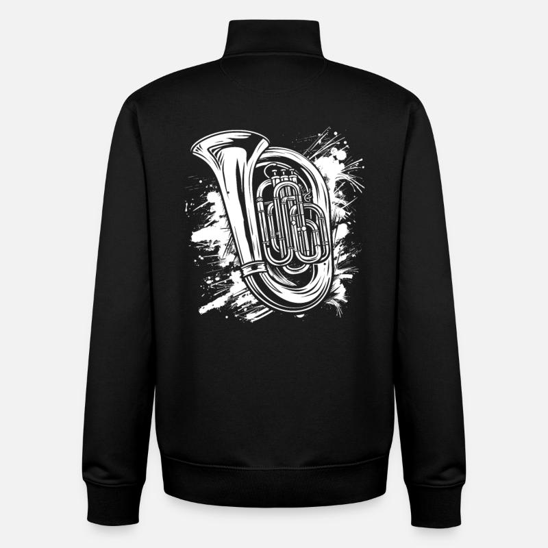 Tuba drôle - Sweat zippé unisexe en coton bio Stanley/Stella - noir
