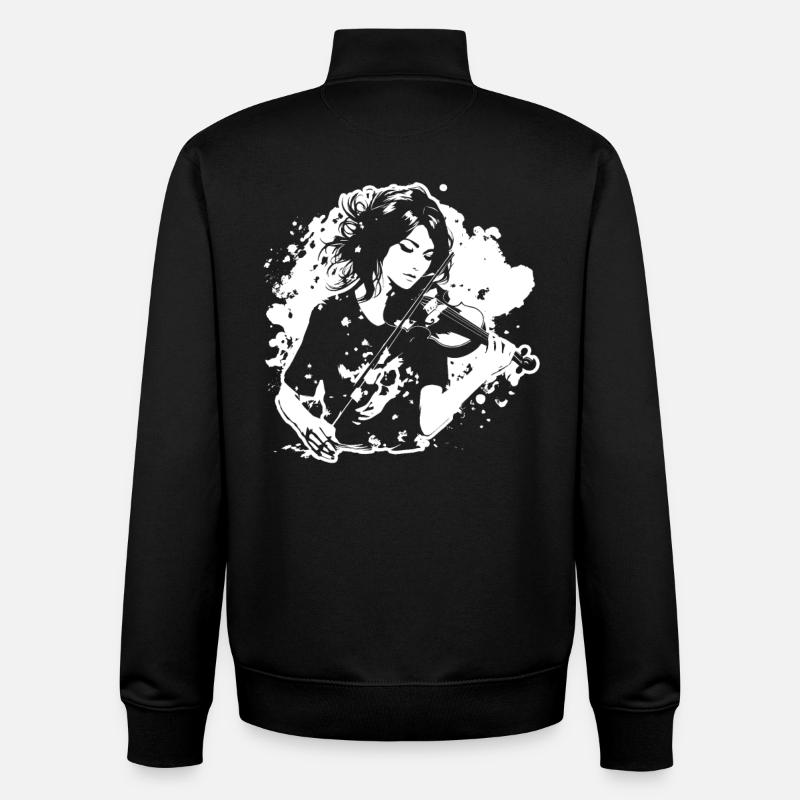 Violoniste - Sweat zippé unisexe en coton bio Stanley/Stella - noir