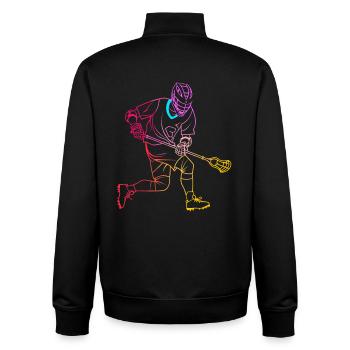 Lacrosse Player Drawing - Unisex Organic Zip Sweatshirt by Stanley/Stella - black - Back - AI Model Male 185 light (185cm)