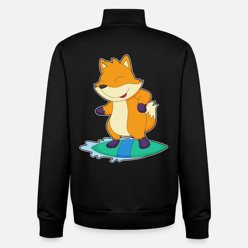 Fuchs Surfen Surfbrett Sommer - Unisex Organic Zip Sweatshirt von Stanley/Stella - Schwarz