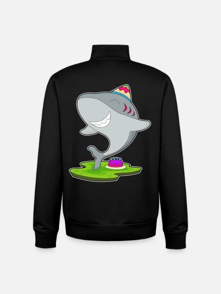 Gâteau d’anniversaire requin - Sweat zippé unisexe en coton bio Stanley/Stella - noir