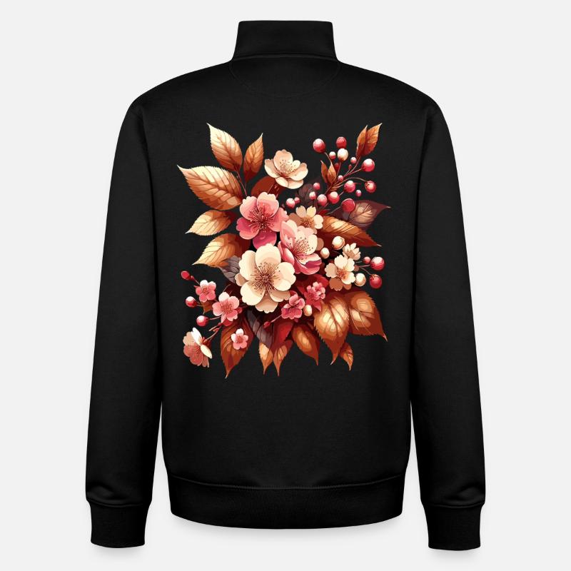 Bouquet bohème Fleur d’automne Magie - Sweat zippé unisexe en coton bio Stanley/Stella - noir