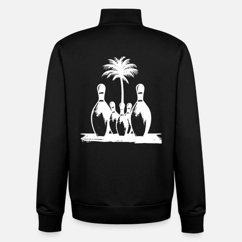 Bowling Drawing - Unisex Organic Zip Sweatshirt by Stanley/Stella - black