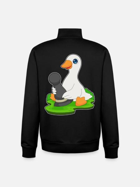 Duck Chess Piece Pawn Chess - Unisex Organic Zip Sweatshirt by Stanley/Stella - black