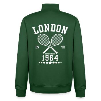 Vintage Tennis London Gegründet 1964 - Unisex Organic Zip Sweatshirt von Stanley/Stella - Flaschengrün - Hinten - AI Model Male 185 dark (185cm)