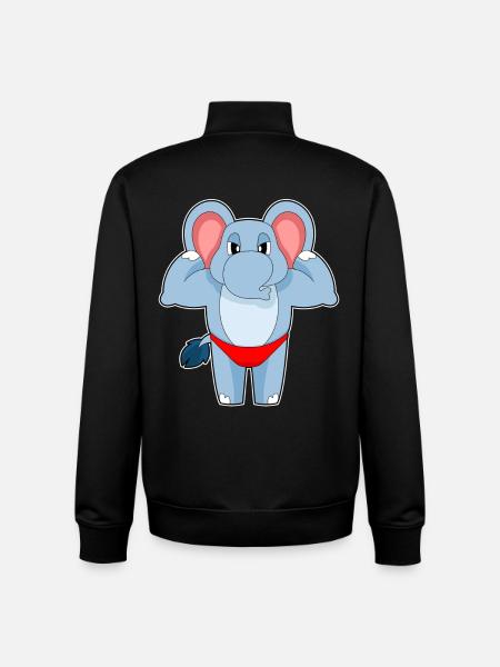 Elephant Bodybuilder Bodybuilding Sport - Unisex Organic Zip Sweatshirt by Stanley/Stella - black