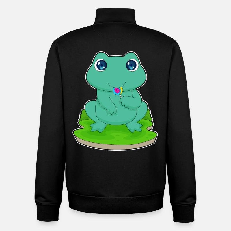 Frog Lollipop - Unisex Organic Zip Sweatshirt by Stanley/Stella - black
