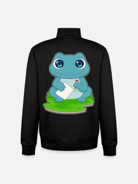 Frog Student Paper School - Unisex Organic Zip Sweatshirt by Stanley/Stella - black