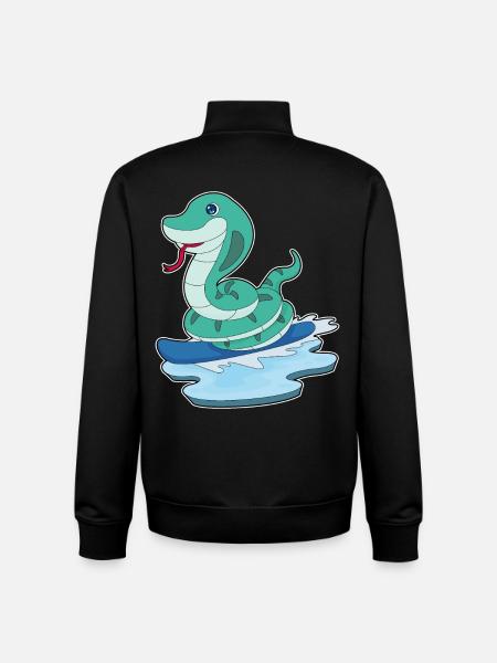 Snake Snowboarder Snowboard - Unisex Organic Zip Sweatshirt by Stanley/Stella - black