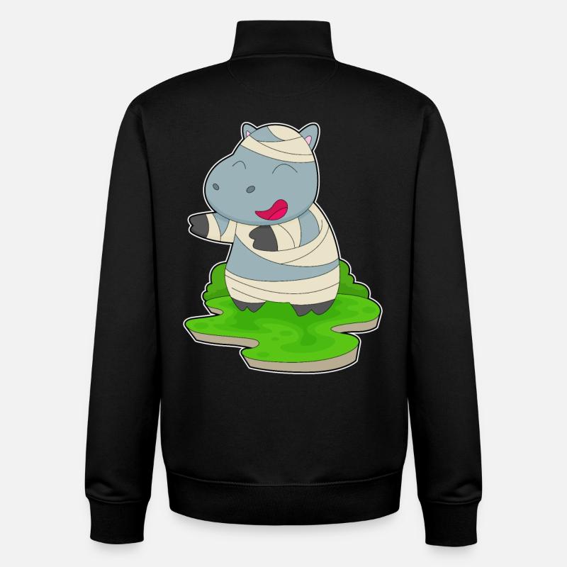Nilpferd Halloween Mumie - Unisex Organic Zip Sweatshirt von Stanley/Stella - Schwarz