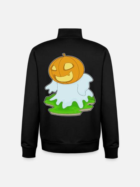 Citrouille fantôme d’Halloween - Sweat zippé unisexe en coton bio Stanley/Stella - noir