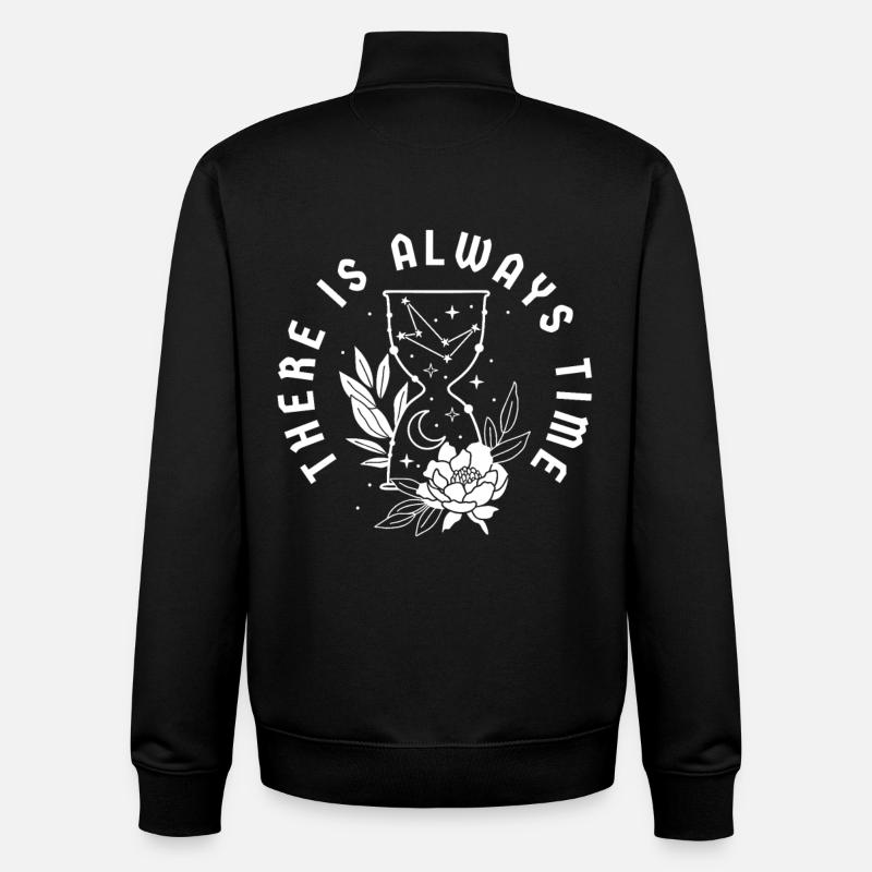 Citation du temps Sablier Fleurs - Sweat zippé unisexe en coton bio Stanley/Stella - noir