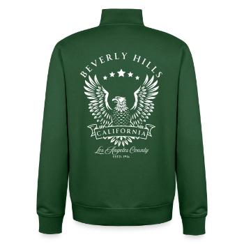 Beverly Hills California American Vintage Eagle - Unisex Organic Zip Sweatshirt by Stanley/Stella - bottle green - Back - AI Model Male 185 dark (185cm)