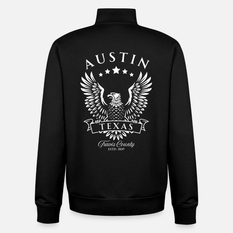 Austin Texas American Vintage Eagle - Unisex Organic Zip Sweatshirt by Stanley/Stella - black