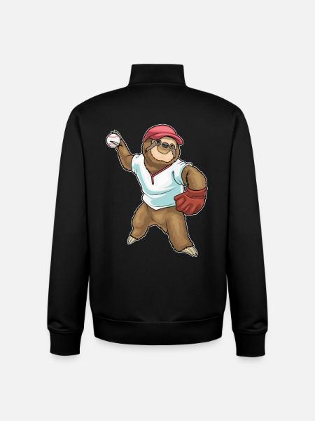 Gant de baseball Sloth - Sweat zippé unisexe en coton bio Stanley/Stella - noir