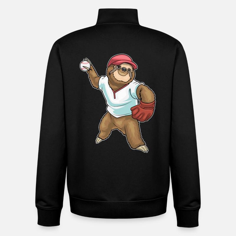 Sloth Baseball Baseball Glove - Unisex Organic Zip Sweatshirt by Stanley/Stella - black