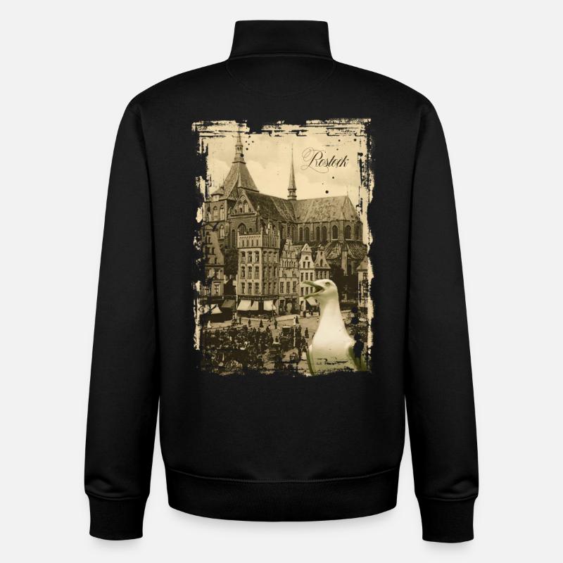 Vieux Rostock - Nouveau Marché - Sweat zippé unisexe en coton bio Stanley/Stella - noir
