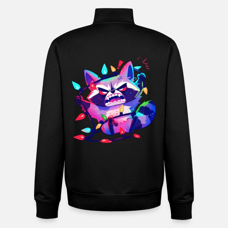 Lichterkette Lustiger Waschbär Weihnachtsbaum - Unisex Organic Zip Sweatshirt von Stanley/Stella - Schwarz