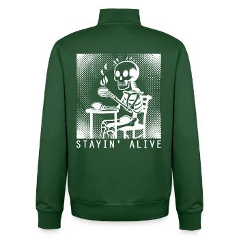 Stayin Alive Barista Kaffee - Unisex Organic Zip Sweatshirt von Stanley/Stella - Flaschengrün - Hinten - AI Model Male 185 dark (185cm)