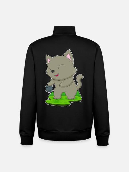 Cat Bowling Bowling Ball - Unisex Organic Zip Sweatshirt by Stanley/Stella - black