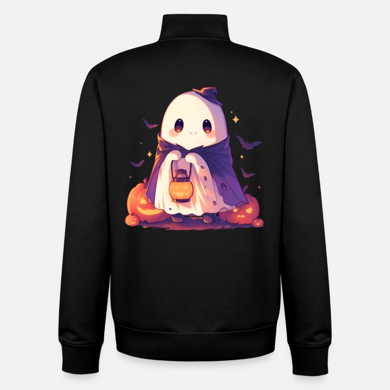 Halloween Ghost Ghost Citrouille Cadeau - Sweat zippé unisexe en coton bio Stanley/Stella - noir