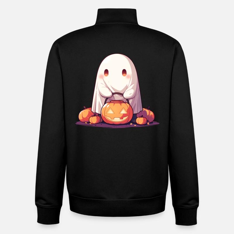 Ghost Ghost Pumpkin Lantern Halloween Gift - Unisex Organic Zip Sweatshirt by Stanley/Stella - black
