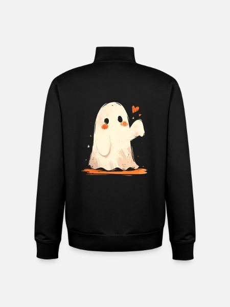 Cute Ghost Ghost Heart Halloween Spooky - Unisex Organic Zip Sweatshirt by Stanley/Stella - black