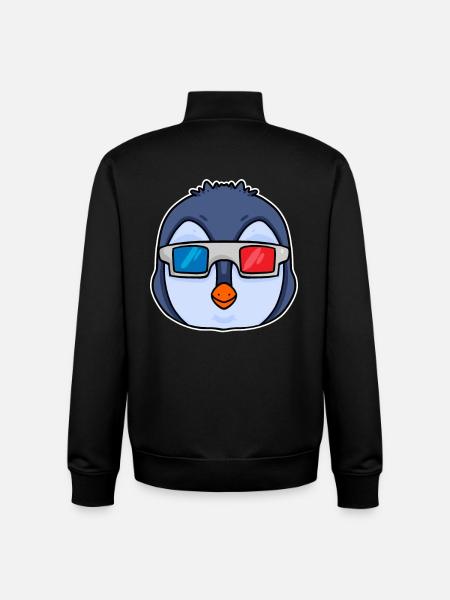 Pinguin 3D Brille Kino - Unisex Organic Zip Sweatshirt von Stanley/Stella - Schwarz