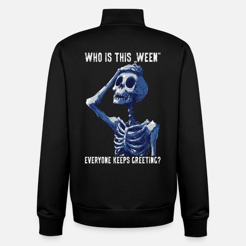 Halloween drôle squelette meme cadeau effrayant - Sweat zippé unisexe en coton bio Stanley/Stella - noir