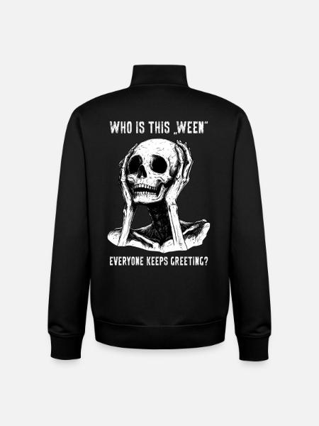 Meme Skeleton Halloween Funny Spooky Gift - Unisex Organic Zip Sweatshirt by Stanley/Stella - black