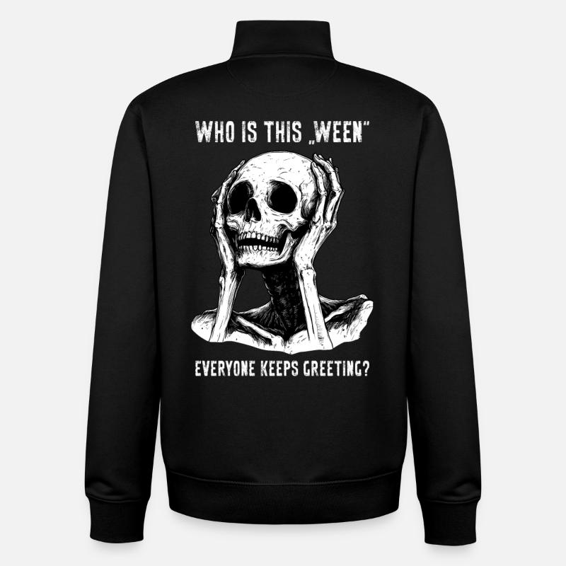 Meme Squelette Halloween Drôle Effrayant Cadeau - Sweat zippé unisexe en coton bio Stanley/Stella - noir