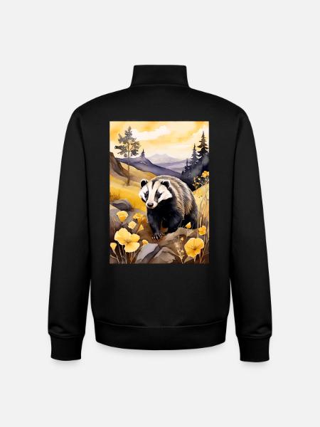 Badger in golden autumn - Unisex Organic Zip Sweatshirt by Stanley/Stella - black