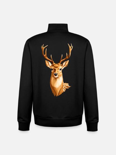 Cerf doré - Sweat zippé unisexe en coton bio Stanley/Stella - noir