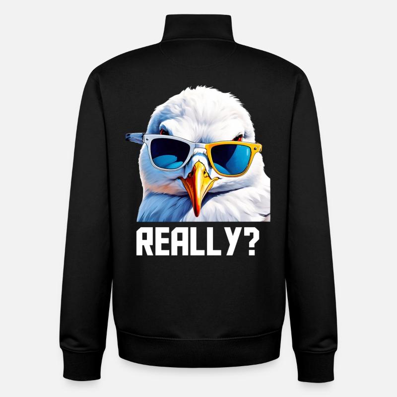 Really - Möwe mit Sonnebrille - Unisex Organic Zip Sweatshirt von Stanley/Stella - Schwarz