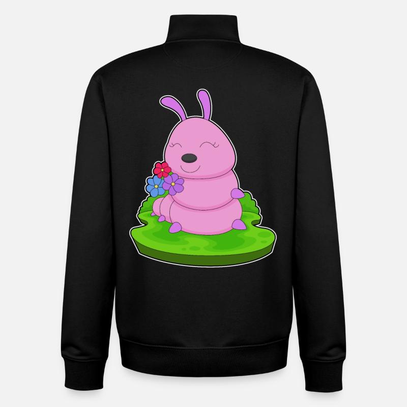 Fleurs de chenille - Sweat zippé unisexe en coton bio Stanley/Stella - noir