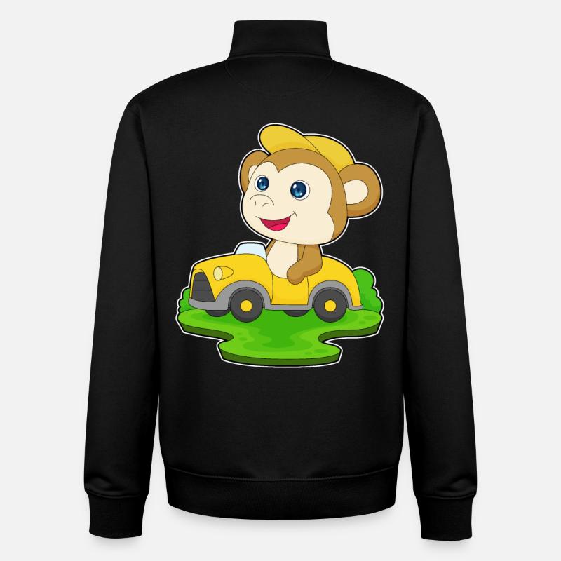 Monkey Car - Unisex Organic Zip Sweatshirt by Stanley/Stella - black