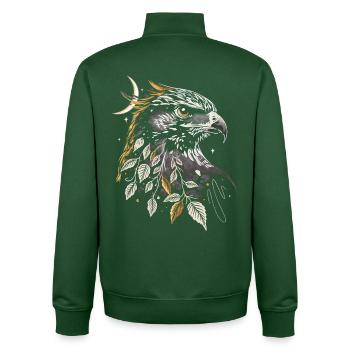 Horus Falke & Mond - Magisches Herbstdesign - Unisex Organic Zip Sweatshirt von Stanley/Stella - Flaschengrün - Hinten - AI Model Male 185 dark (185cm)