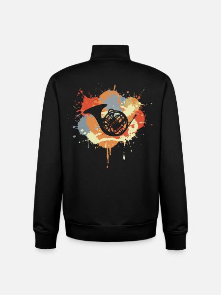 Horn Drawing - Unisex Organic Zip Sweatshirt by Stanley/Stella - black