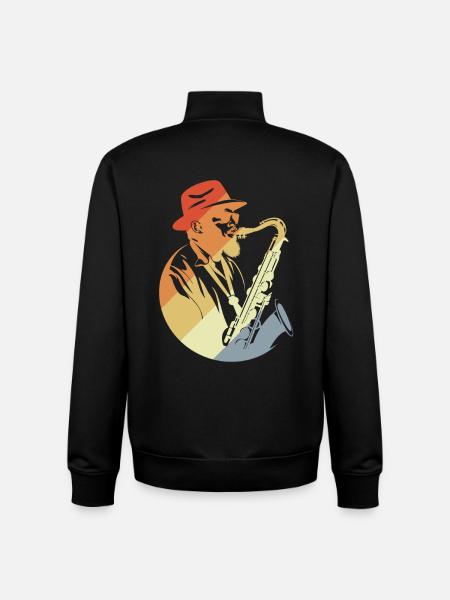 Saxophone Player Retro - Unisex Organic Zip Sweatshirt by Stanley/Stella - black