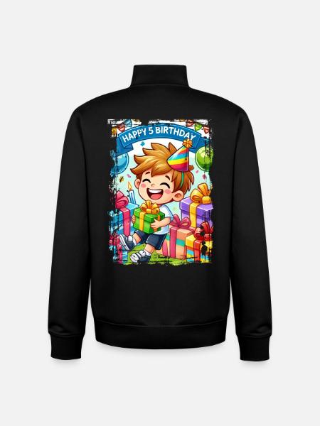 Happy 5th Birthday - Unisex Organic Zip Sweatshirt by Stanley/Stella - black